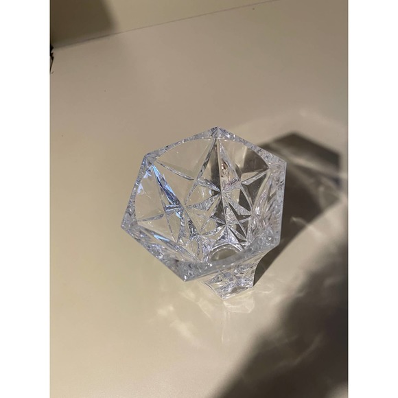 Vintage Approx. 10" Lead Crystal Flower Hexagonal Vase - Picture 8 of 10